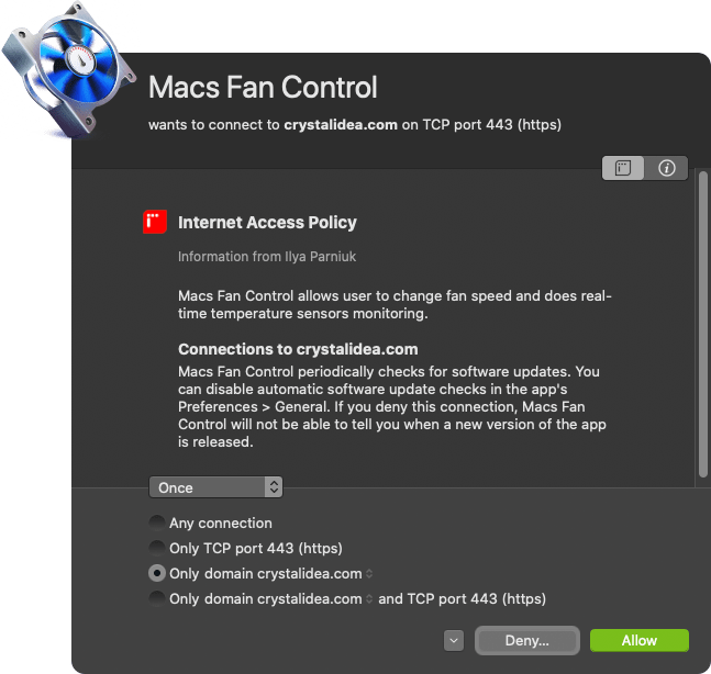 MacProファン制御千夜一夜＠「Macs Fan Control」は本当に怪しい通信をしているのか？